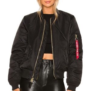 Alpha Industries Black Bomber Jacket without Red Remove Before Flight Tag